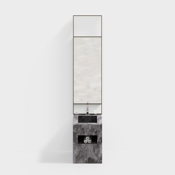 Contemporary Low-Poly Bathroom Cabinet 3D model