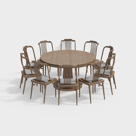 Elegant Low-Poly Dining Table and Chairs 3D model