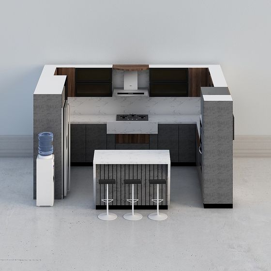 Modern Low-Polygon Kitchen 3D Model Design