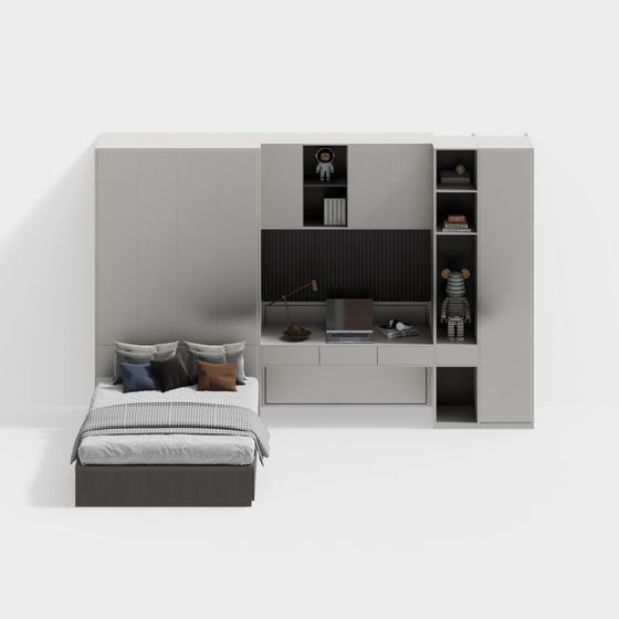 Stylish Low-Poly Bedroom Design 3D model