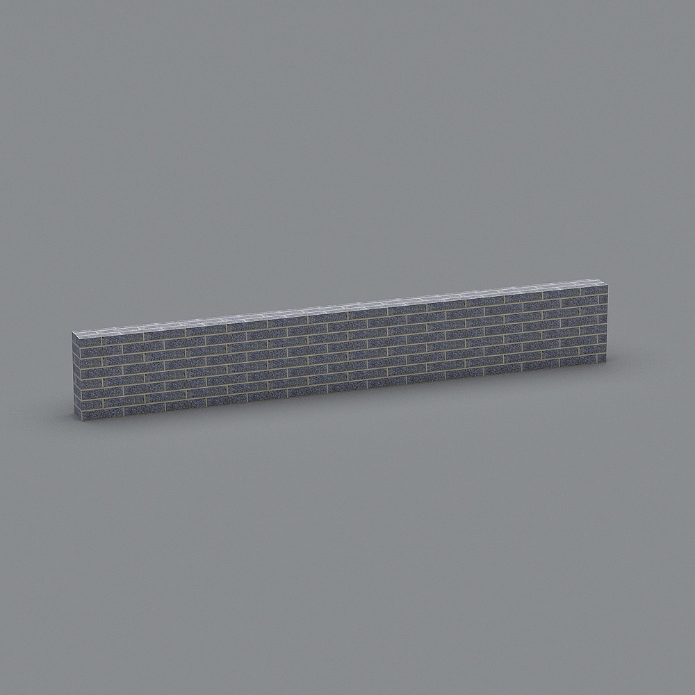 Realistic Low-Polygon Brick Wall 3D Model