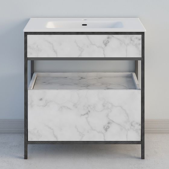 Stylish Marble Effect Bathroom Cabinet 3D model