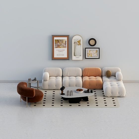 Modern Sofa Set in Earth Color and Black