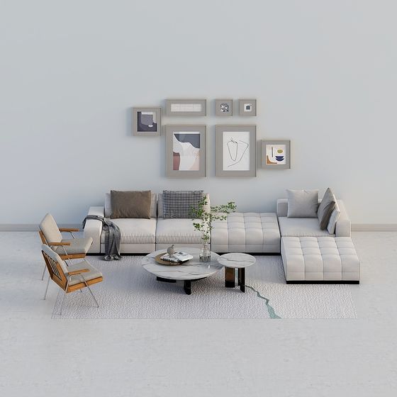 Youjiamiao Italian Minimalist Corner L-Shaped Sofa 3D Model