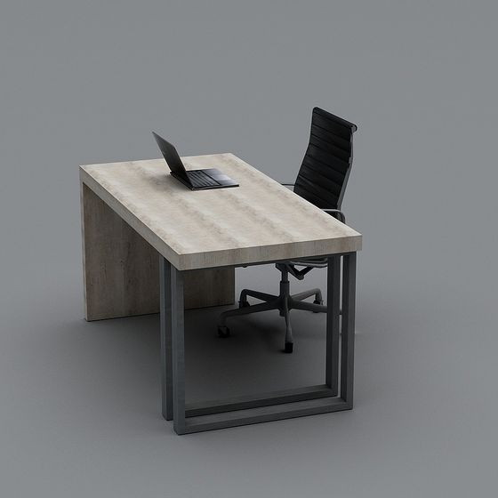 Industrial Office Desk and Chair Combo 3D model