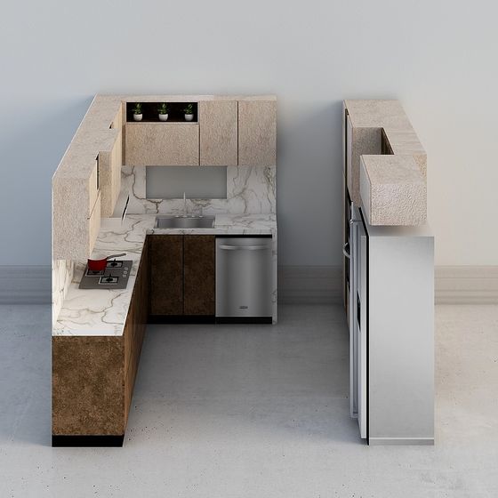 Minimalist Kitchen 3D model for Modern Living