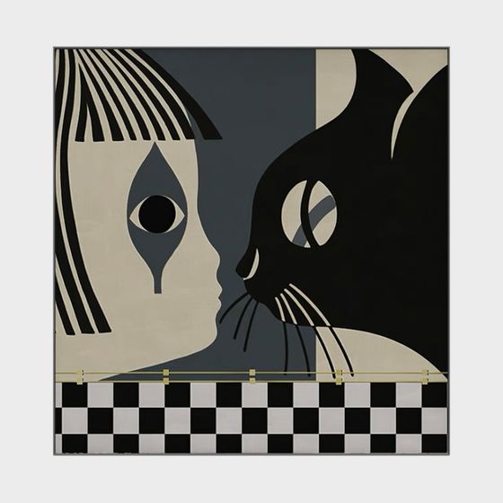 Stylish Cat and Girl 3D model