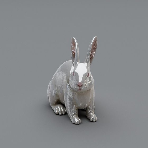 Charming Low-Polygon 3D Rabbit Model