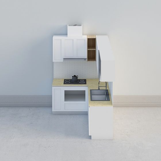 Modern Minimalist Kitchen 3D model Design