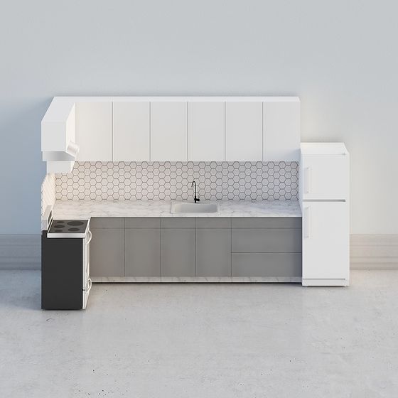 Elegant Minimalist Kitchen 3D model