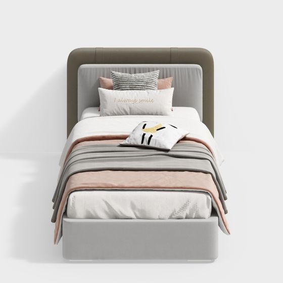 Elegant Low-Poly Bed 3D model for Modern Interiors