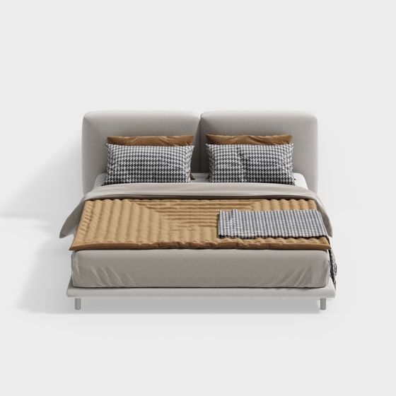 Stylish Low-Poly Bed 3D model for Contemporary Spaces