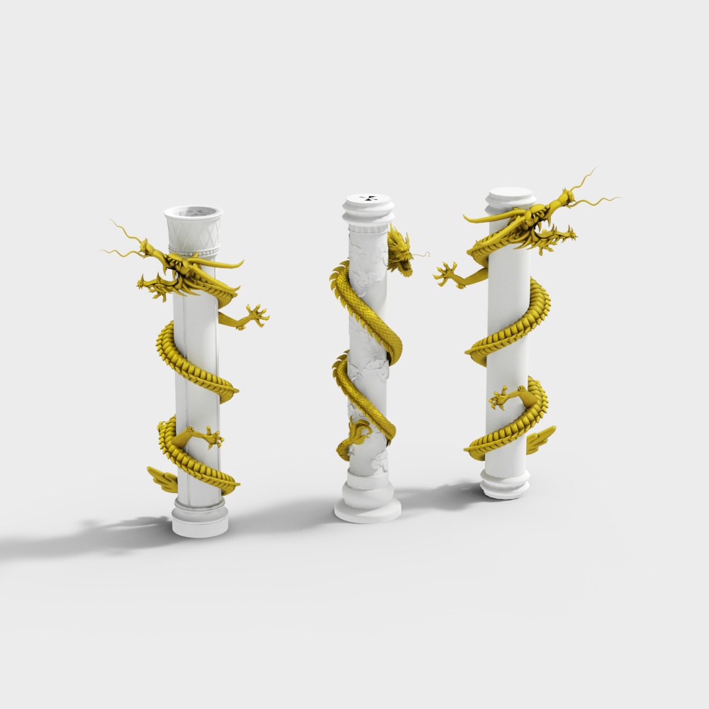 Dragon Column 3D model from Eastern Mythology