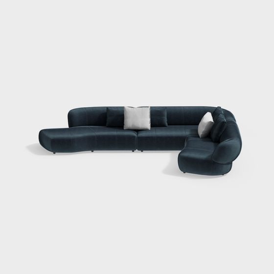 Stylish Low-Polygon Sofa 3D model for Modern Interiors