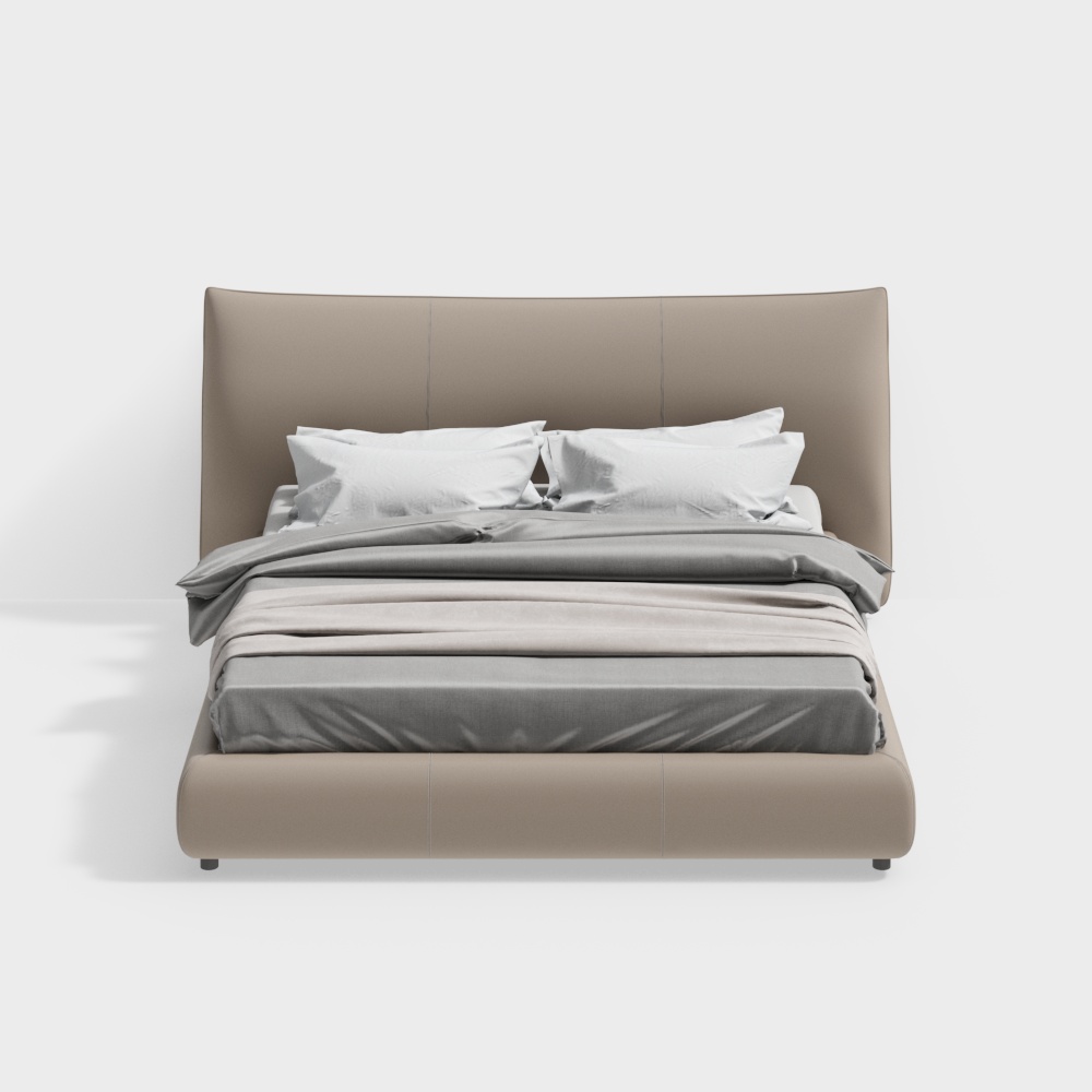 Elegant Low Poly Bed 3D Model – Modern Interior Design