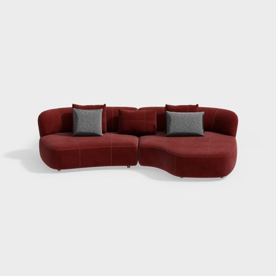 Stylish Curved Sofa 3D model for Modern Interiors