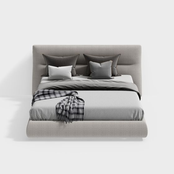 Elegant Minimalist Bed 3D model for Modern Interiors