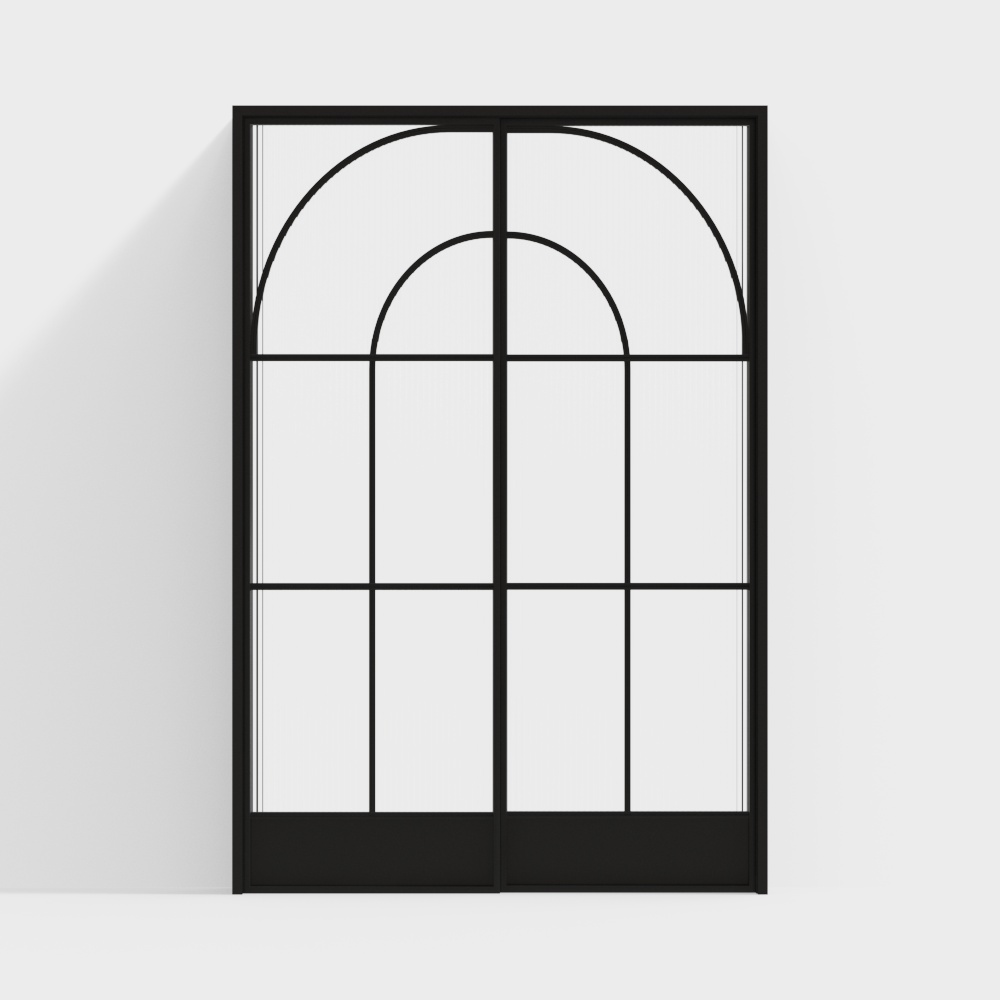 Arched Window Low Poly 3D Model – Classic Black Frame