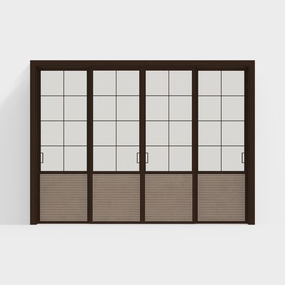 Low-Polygon Style Sliding Door 3D model