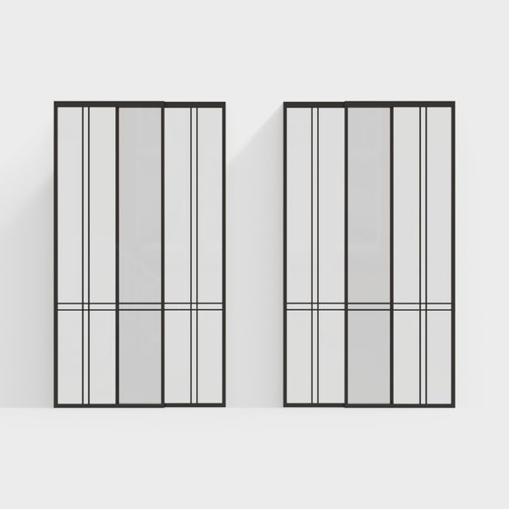 Industrial Style Glass Door 3D model