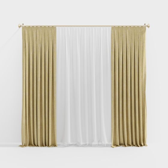 Elegant Low-Poly Curtain 3D Model