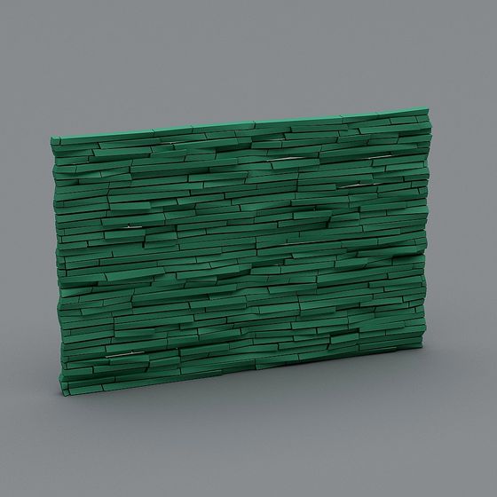 Low Polygon Green Brick Wall 3D model