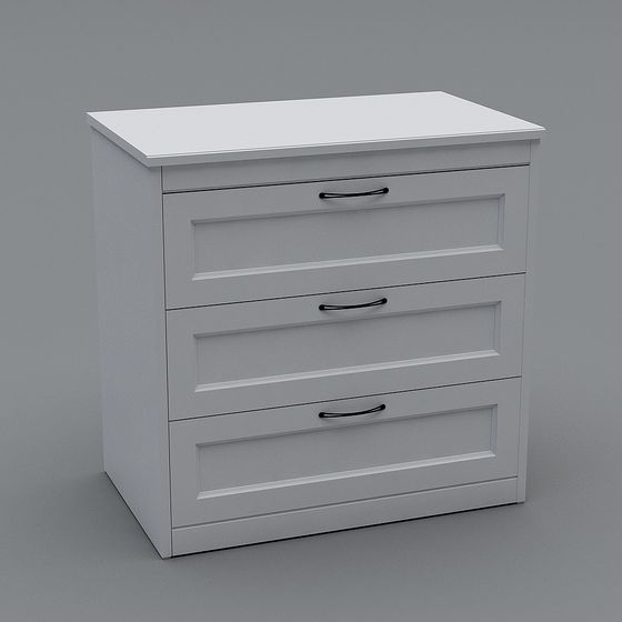 Minimalist White Drawer Cabinet 3D model