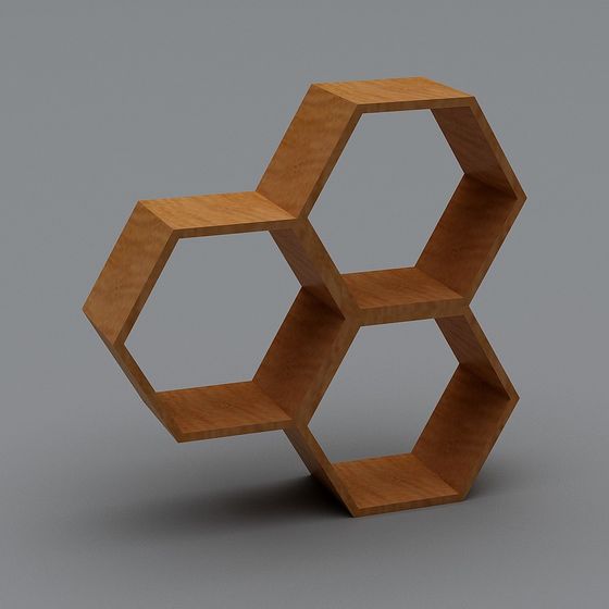 Stylish Hexagonal Bookshelf 3D Model for Contemporary Spaces