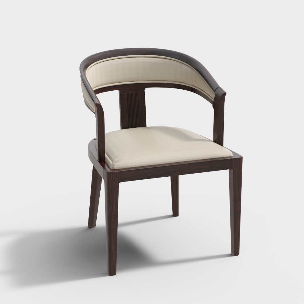 Elegance Chair 3D Model – Classic Beige Upholstery