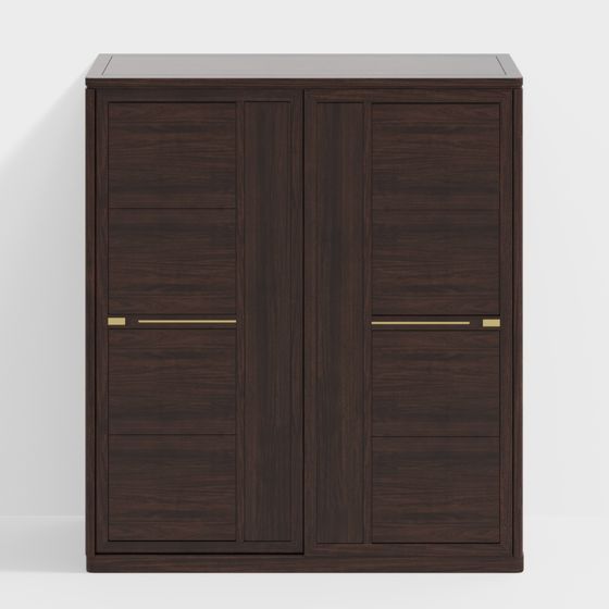 Minimalist Wooden Wardrobe 3D model
