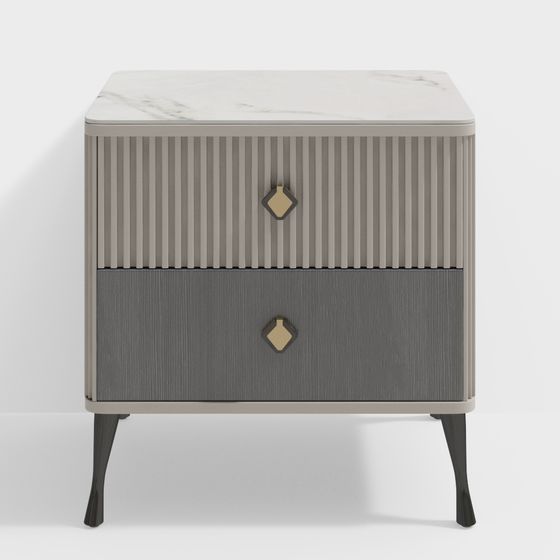 Stylish Modern Vintage Bedside Table 3D model