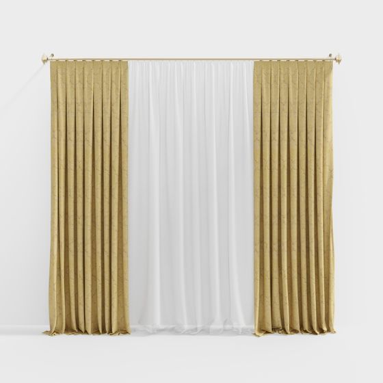 Elegant Low-Polygon Curtain 3D Model