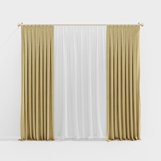 Elegant Low-Poly Curtain 3D model
