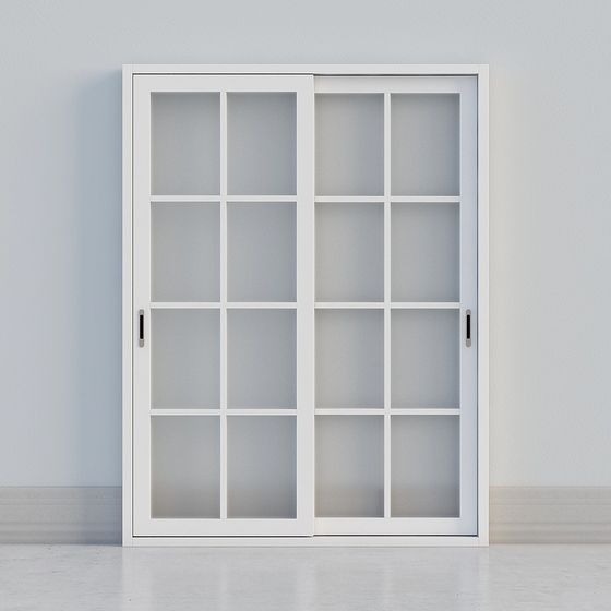 Modern Minimalist Glass Sliding Door 3D model