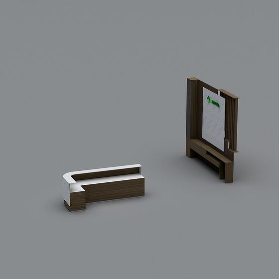 Reception Desk and Partition Set 3D model