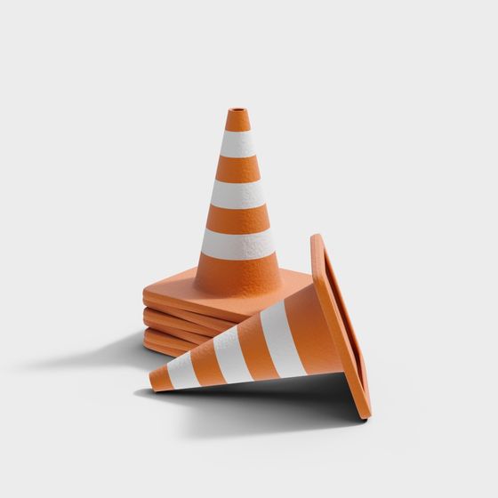 Orange and White Traffic Cone 3D Model