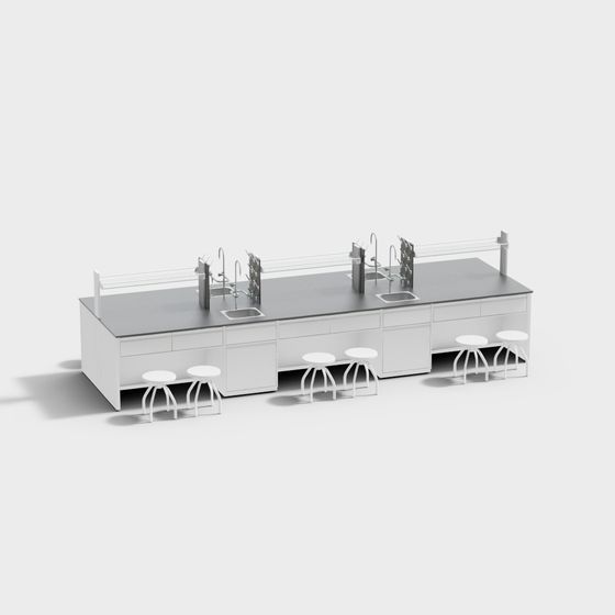 Modern Laboratory Workbench 3D Model in Black and Gray