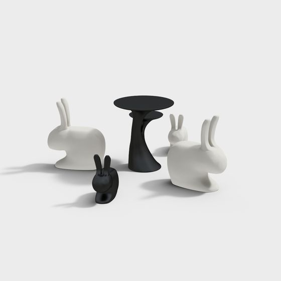 Rabbit Chair and Round Table 3D model