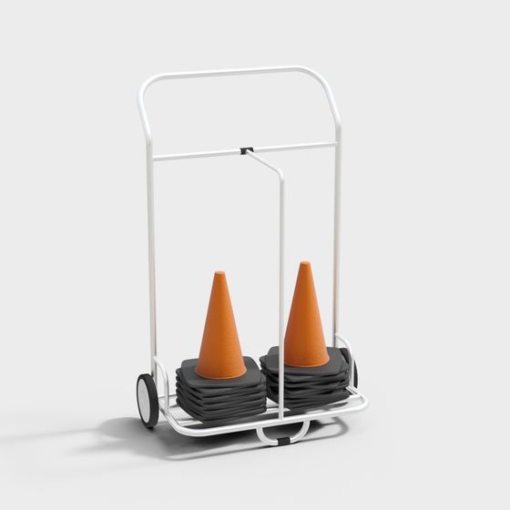 Traffic Cone Cart 3D model for Designers and Developers