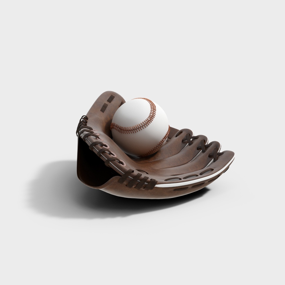 Realistic Baseball Glove 3D Model – Vintage Leather Texture