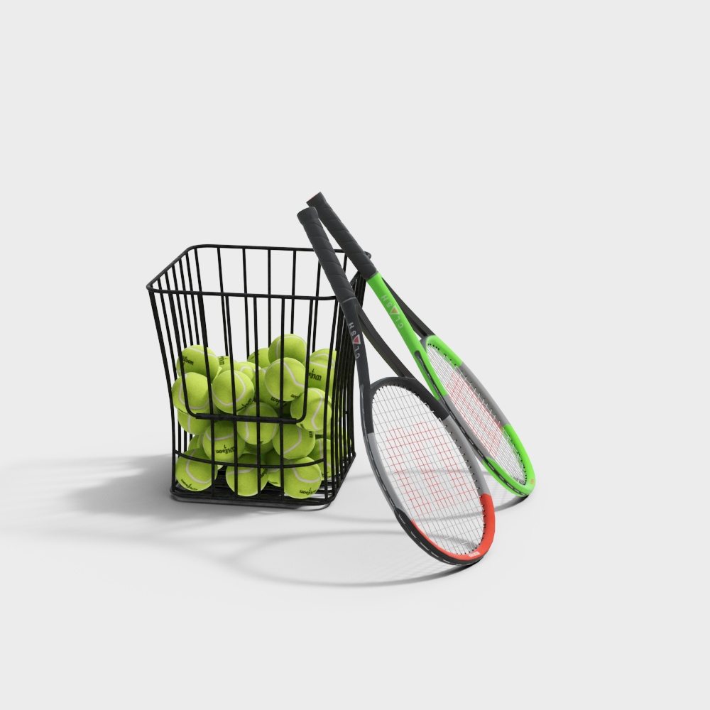 Tennis Gear Low-Poly 3D Model – Sporty Equipment Set