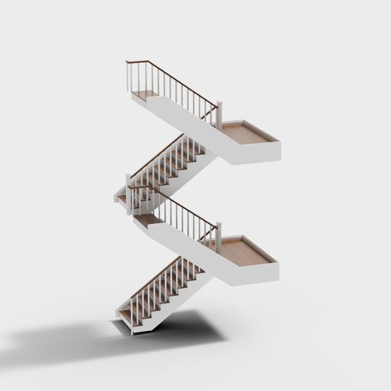 Elegant Low-Polygon 3D Stair Model
