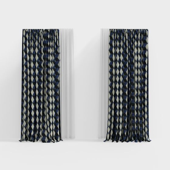 Geometric Low-Poly Curtain 3D model