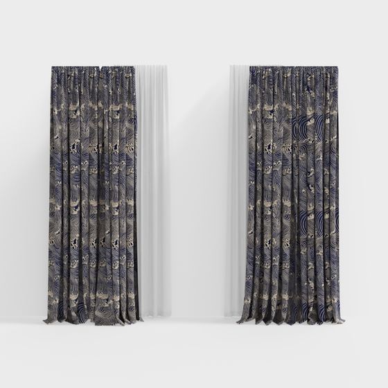 Wave and Birdsong Curtain 3D model