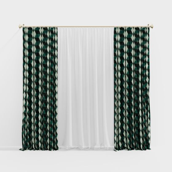 Geometric Pattern Low-Poly Curtain 3D model