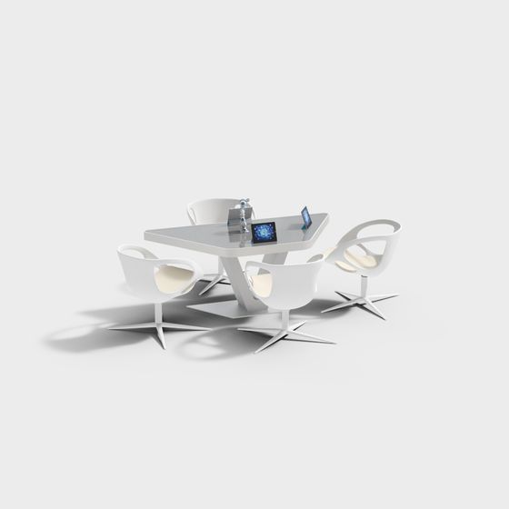Modern AI Experimental Table and Chair Set 3D Model in Gray