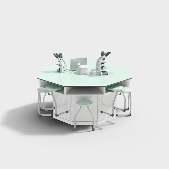 Hexagonal Laboratory Workbench 3D model