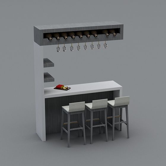 Chic Bar Counter 3D model for Urban Spaces