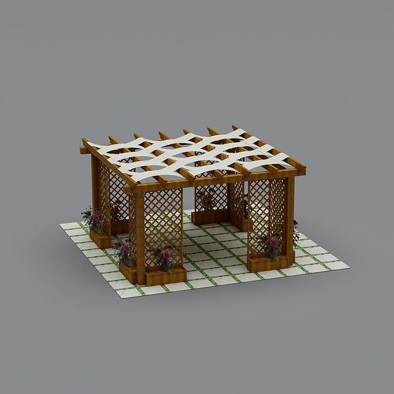 Low-Poly Garden Pavilion 3D model