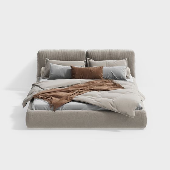 Stylish Low Poly Bed 3D model for Cozy Bedrooms